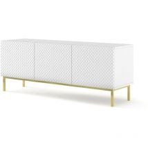 Bim Furniture - Ravenna c TV-Schrank 150 3D-Diamant-Fräsung mdf Weiß Hochglanz mit Rahmen