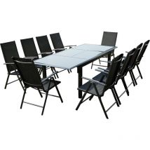 Ravenne - salon de jardin extensible en aluminium 10 places gris