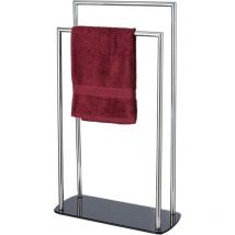 Ravina Freistehender Handtuchhalter Fürs Badezimmer, 2-stufiger Handtuchwärmer, Edelstahlrahmen Und Sockel Aus Gehärtetem Glas, 48 X 80 X 20 Cm, 