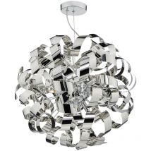 Dar Lighting - dar rawley - Sphärische G9 Pendelleuchte Bänder aus poliertem Chrom, 9x G9
