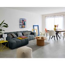 Lisa Design - Ray - 4-sitzer ecksofa links - aus strukturiertem stoff - grau