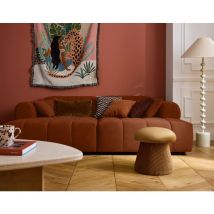 Ray - canapé droit 3 places avec double méridienne - assise profonde - en tissu texturé - rouille