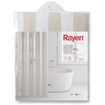 Rayen - Cortinas de baño Cortina para Ducha o Bañera Impermeable pva Translúcido Argollas pvc Incluye 12 Ganchos 180 x 200 cm Rayas Beige y