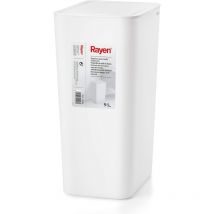 Rayen - Papelera para Baño con Tapa Capacidad de 9 litros Blanco, pp, Medida: 22 x 16 x 33 cm