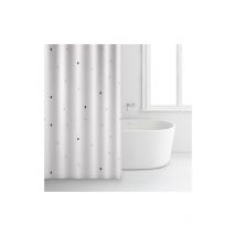 Rideau douche 180x200 polyester blanc motifs points Rayen