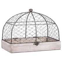 Rayher Voliera, Gabbia Per Uccelli Deco Vintage, 25 X 14 X 29 Cm, Con Base In Legno, Coperchio In Filo Metallico Opaco, Marrone Antico, 46347000