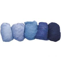 Rayher 5363400, pura lana vergine, screziato, vello, 5 colori a 20 G, blu toni