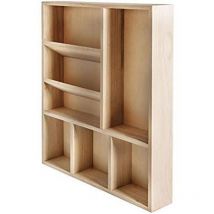 Rayher Cassetta Dei Caratteri Deco In Legno Naturale, Cassetta Portaoggetti con 7 Scomparti da Appendere, 30 x 38 x 5.2 cm, 62697000
