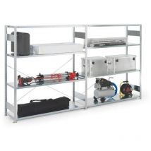 Meta - Rayonnage à grands compartim. à emboîter H2000xl1700xP600 mm étagère d'extension galvanisé argent 4 supports en acier