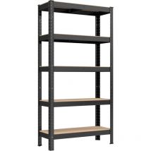 Tagère de Rangement à 5 Niveaux, 30 x 75 x 150 cm, Capacité 650 kg, Planches Réglables, Style Industriel, pour Cuisine, Salon, Noir