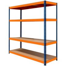 Monster Racking - Rayonnage Garage S-Rax – Rangement Industriel Robuste & Ajustable 4 Étages 180 x 180 x 60cm – Capacité 300kg / étage – 100% sans