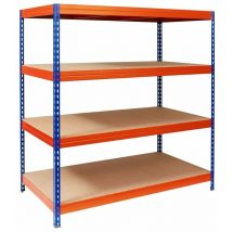 Mammut - Rayonnage Étagère charge lourde, Tôle d'acier, 4 Étages Bleu-orange, Charge Max : 1200 kg, 200 x 150 x 80 cm