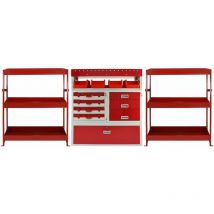 Monster Racking - 3 Rayonnages Rouge en Métal pour Rangement Fourgon, Camionette, Van Outils Garage Atelier Bricolage Optimiser Votre Espace [4 Bacs