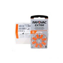 Rayovac - Piles auxiliaires auditives Haute Puissance Zinc-air, 1 carte de 8 piles - lot de 10 pieces (13AUX-8XEMF pack)