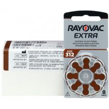 Piles pour appareils auditifs Extra 312 haute puissance Zinc Air, marron, 1 blister de 8 pièces - lot de 10 pieces (312AUX-8XEMF pack) - Rayovac