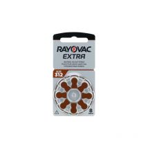 RAYOVAC Piles pour appareils auditifs Extra 312 haute puissance Zinc Air, marron, 1 blister de 8 pièces (312AUX-8XEMF)