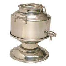 Récipient pour huile en acier inoxydable, avec base et bec large lt.5 avec robinet - Salon