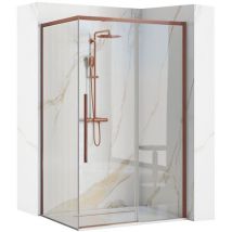 REA – Duschkabine Solar 120x90 cm – Kupfer – Schiebetür – 6 mm Sicherheitsglas – Universelle Montage – Easy Clean