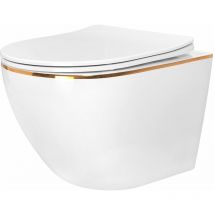 Wc schüssel randlos carlo mini white flat gold edge - REA