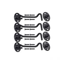 Readcly - 4 Pcs Cabin Hook, Eye Latches and Bolt for Door Locks, Stainless Steel Door Latch with 16 Screws (4 Inch, Black)