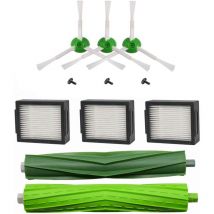 Kit de repuestos compatible con Roomba i7 i7+ E5 E6 E7: cepillos laterales, rodillos y paquete de filtros Hepa