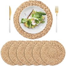 Readcly - Round Placemat, Non-Slip Placemat, Water Hyacinth Placemat, Wicker Placemat, Large Hand-woven Placemat(11.8 Inches)
