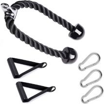 Triceps Pull Up Rope, Triceps Push Pull Down Rope Cord, Gym Tricep Rope Cable & Powerful Handle with Carabiner Hook, for Arm Strength Training