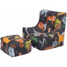 Ready Steady Bed - Sillón tipo puff para juegos estampado para niños con otomana, Interior ligero y cómodo puff para sala de estar, Beanbag de