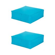 Dickes Bodenkissen, 60x60x20 cm Gartenplattenkissen, Wasserabweisendes Kissen für drinnen und draußen mit Bohnenfüllung - Türkis 2er-Pack - Ready