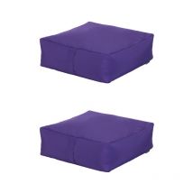 Dickes Bodenkissen, 60x60x20 cm Gartenplattenkissen, Wasserabweisendes Kissen für drinnen und draußen mit Bohnenfüllung - Lila 2er-Pack - Ready