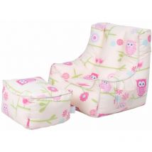 Ready Steady Bed - Fauteuil poire pour enfants avec pouf, fauteuil poire imprimé pour enfants pour l'intérieur, fauteuil pouf confortable pour les