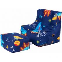 Sitzsack für Kinder mit Fußhocker, ergonomisch geformter Sitzsack für Kleinkinder, bequeme Kindermöbel für das Spielzimmer, Gaming-Sitzsack und Pouf