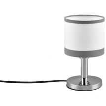 Reality Leuchten - lampe de table davos R59551006, métal chromé, abat-jour gris/blanc, excl. 1X E14
