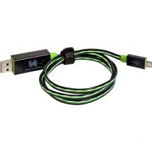 Realpower - Câble usb usb 2.0 usb-a mâle, USB-Micro-B mâle 0.75 m vert avec led 187656