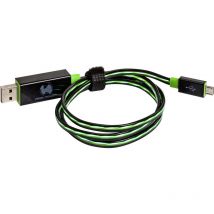 Realpower - USB-Kabel usb 2.0 usb-a Stecker, USB-Micro-B Stecker 0.75 m Grün mit led 187656