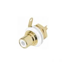 Embase phono (rca) - contacts dorés - blanc - Rean