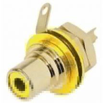 Embase phono (rca) - contacts dorés - jaune - Rean