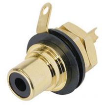Embase phono (rca) - contacts dorés - noir - Rean