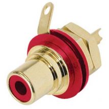 Embase phono (rca) - contacts dorés - rouge - Rean