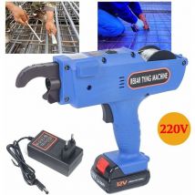 Rebar Tying Machine de reliure électrique 12 v avec boîte de rangement 2 piles lithium-ion Longueur du fil de nœud 300-500 mm (bleu)