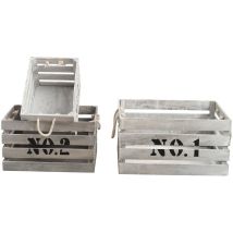 Mobili Rebecca 3er-set Aufbewahrungsbox Kiste Holz Weiß Shabby Vintage 22x41x30