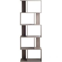 Rebecca Mobili Estantería 5 Estantes Mdf Gris Blanqueado Salon Oficina 169x60x24