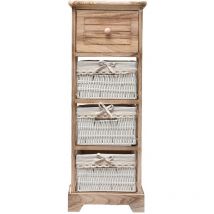 Rebecca Mobili Cajonera 1 Cajon 3 Cestas Madera Mimbre Rustico 81x30x27