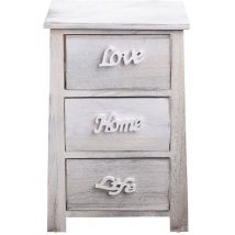 Rebecca Mobili Cajonera Mueble Comoda 3 Cajones Decapado Blanco 56x37x27