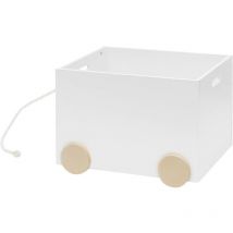 Rebecca Mobili Carrello Porta Giochi Baule per Bimbi Bianco mdf con Corda per Cameretta