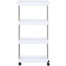 Rebecca Mobili Carro de Cocina con Ruedas 4 Portador de alimentos Estantes Baño Plástico Blanco