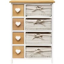 Rebecca Mobili Cassettiera Comodini Shabby Marrone Panna 4 Cassetti 71x51x30