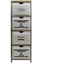 Rebecca Mobili Cassettiera Comodino Nordico Marrone Bianco 4 Cassetti 97x30x24