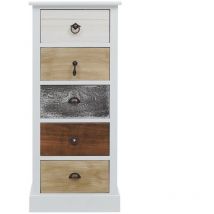 Mobili Rebecca - Rebecca Mobili Chiffonnier 5 Tiroirs Bois Blanc Marron Gris Classique 84x37x27