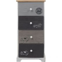 Mobili Rebecca - Rebecca Mobili Chiffonnier Commode 4 Tiroirs Bois Blanc Gris Shabby 72x35x27